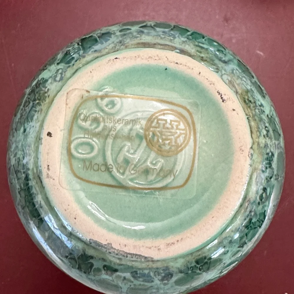 Vintage VEB Haldensleben Vases Qualitats Keramik Germany Carstens Green Set Of 3